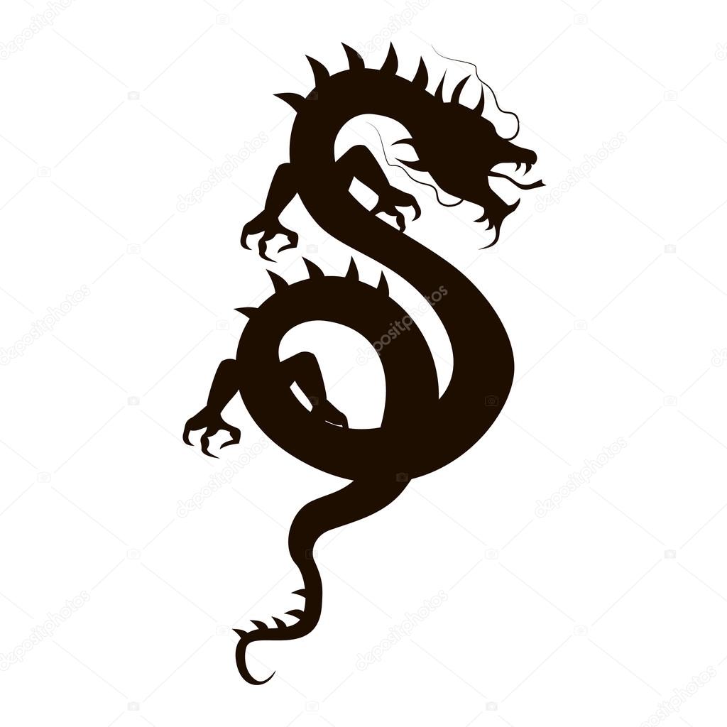 1024x1024 Chinese Dragon Silhouette Stock Vector Gennadiikorchuganov