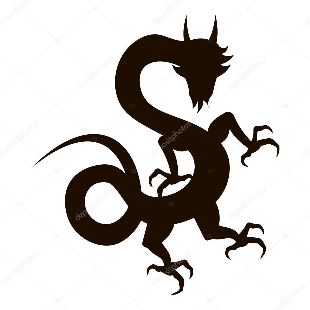 1024x1024 Chinese Dragon Silhouette Stock Vector Gennadiikorchuganov