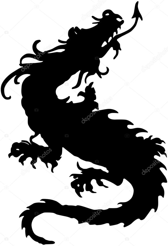 703x1024 Dragon Silhouette Stock Vector Retroclipart