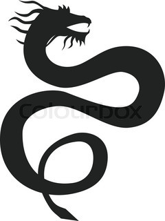 240x320 Two Dragon Silhouettes Stock Vector Colourbox