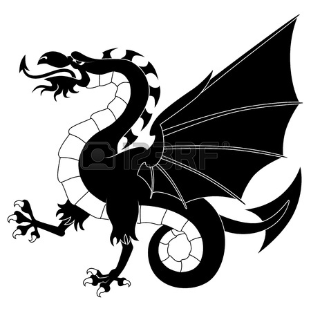 450x450 Silhouette Of Standing Heraldic Dragon Isolated On White