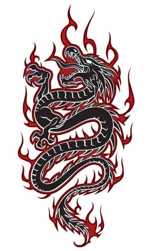 306x504 Black Tribal Dragon Tattoo Vector Illustration Tattoo Design