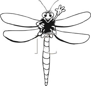 300x284 Picture Black And White Dragonfly Smiling And Waving