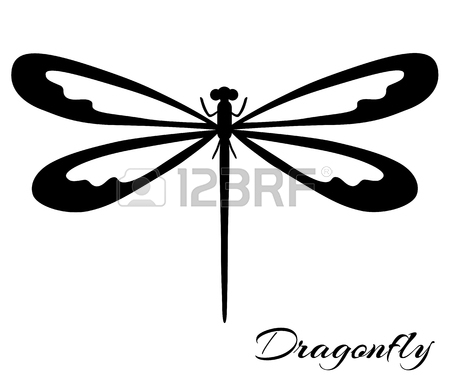 450x375 Black And White Dragonfly Silhouette. Vector Backgrounds, Prints
