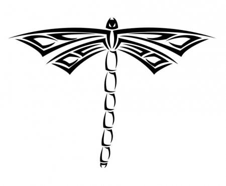 450x372 Outline Tribal Dragonfly Tattoo Design Sample