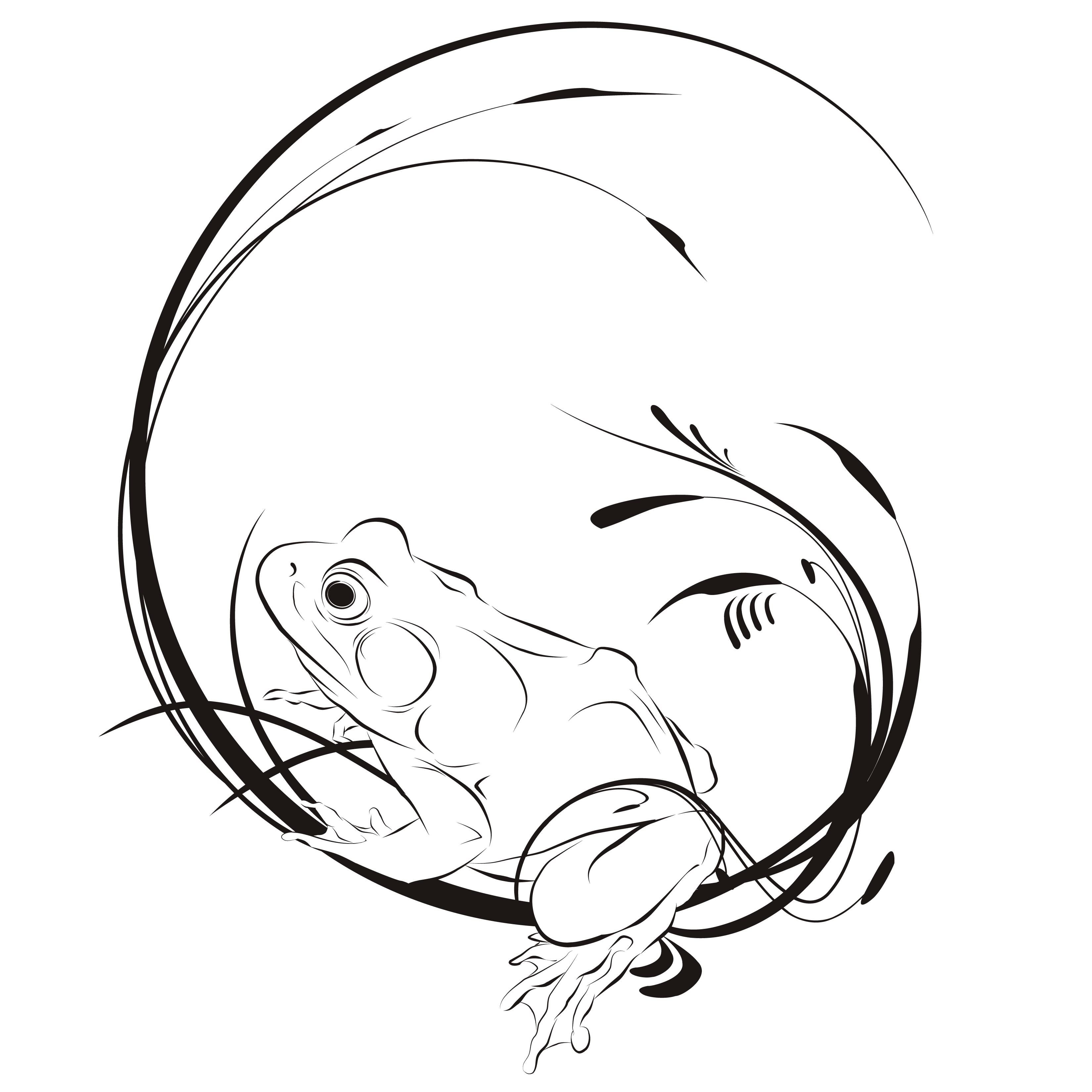 3300x3300 Outline Frog Tattoo Just Needs A Dragonfly Added To The Top Area