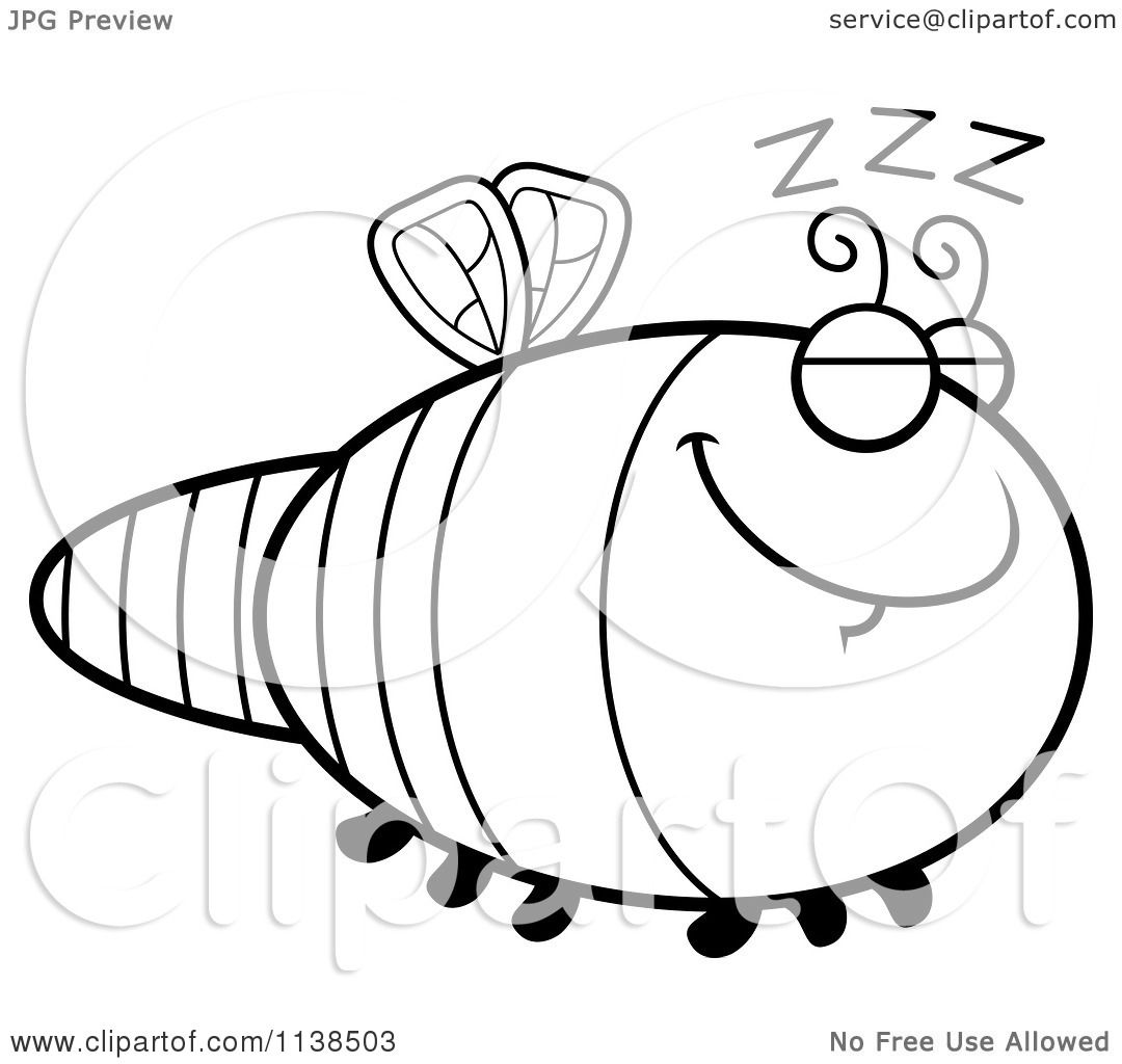 1080x1024 Cartoon Clipart Of An Outlined Sleeping Dragonfly