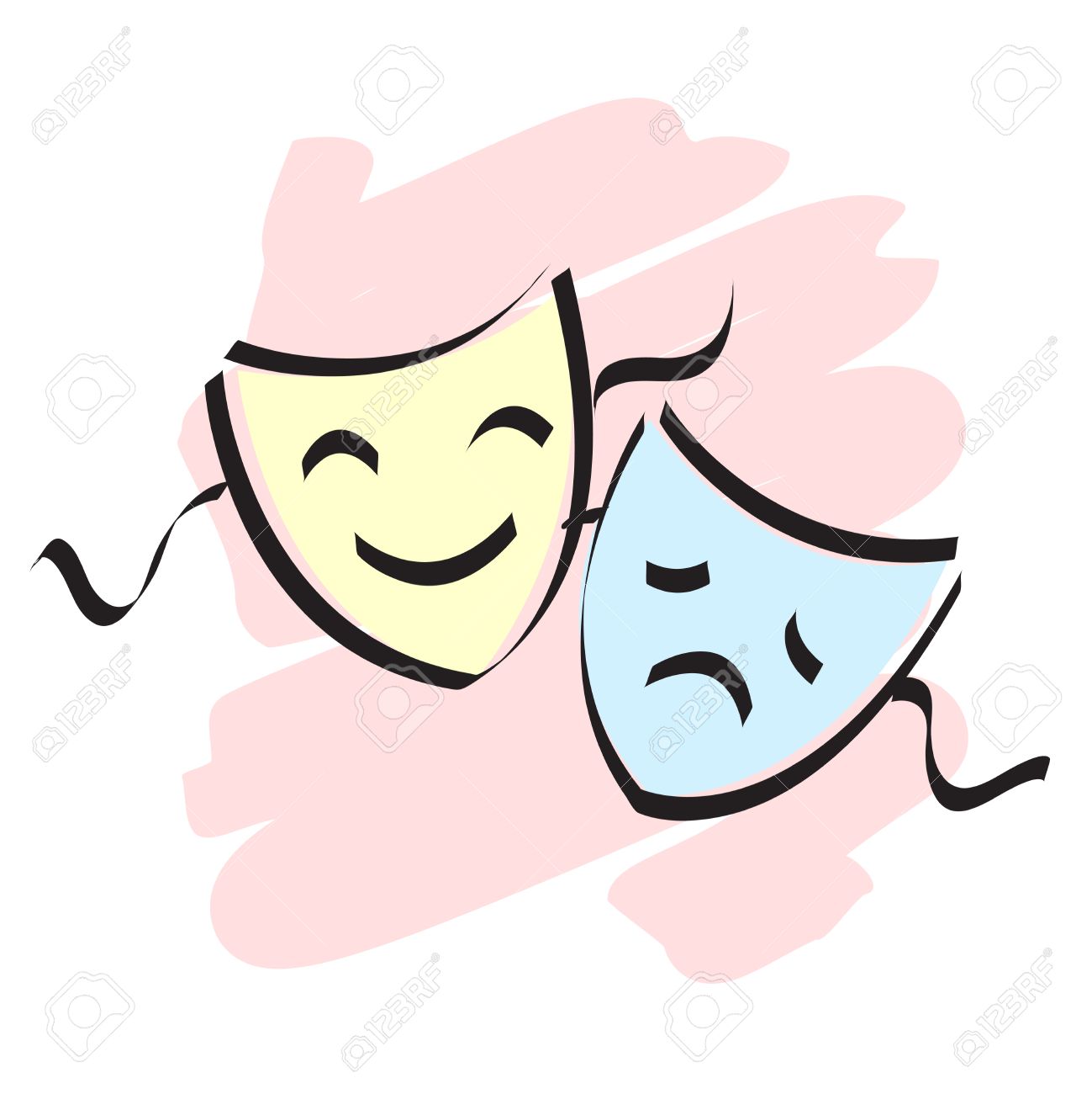 1299x1300 Happy And Theater Mask Faces Isolated On White Background