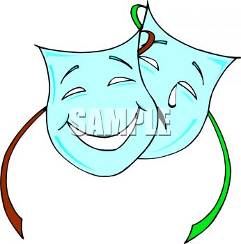 346x350 Cartoon Comedy And Tragedy Masks