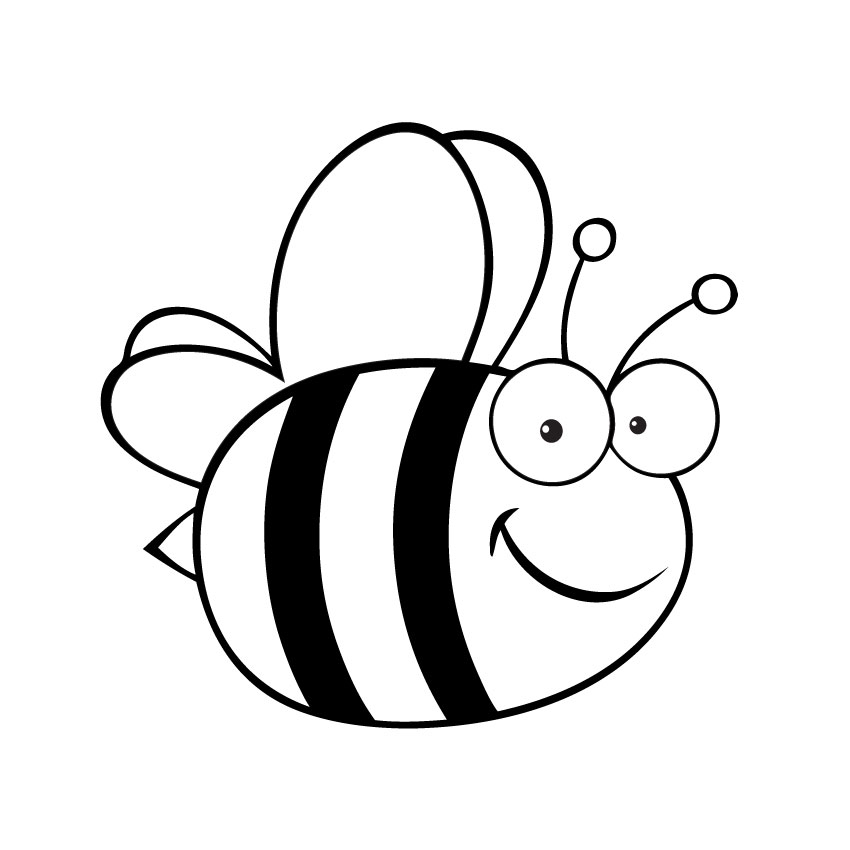 850x850 Bees Clipart Line Drawing