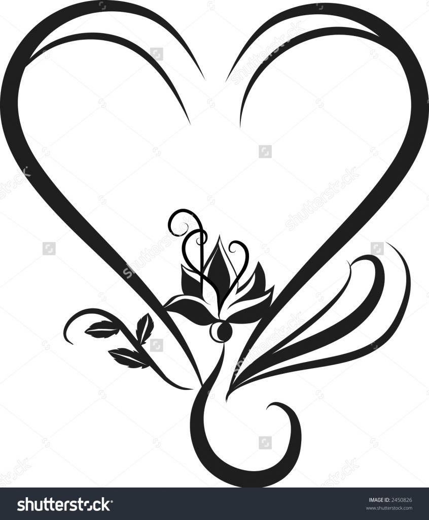 846x1024 Flower Heart Drawing Drawings Of Hearts And Flowers