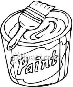 253x300 Can Of Paint And A Paintbrush Royalty Free Clipart Picture