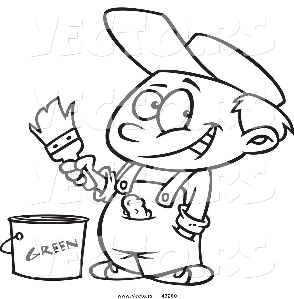 1024x1044 Vector Of Smiling Cartoon Boy Holding Paintbrushbove