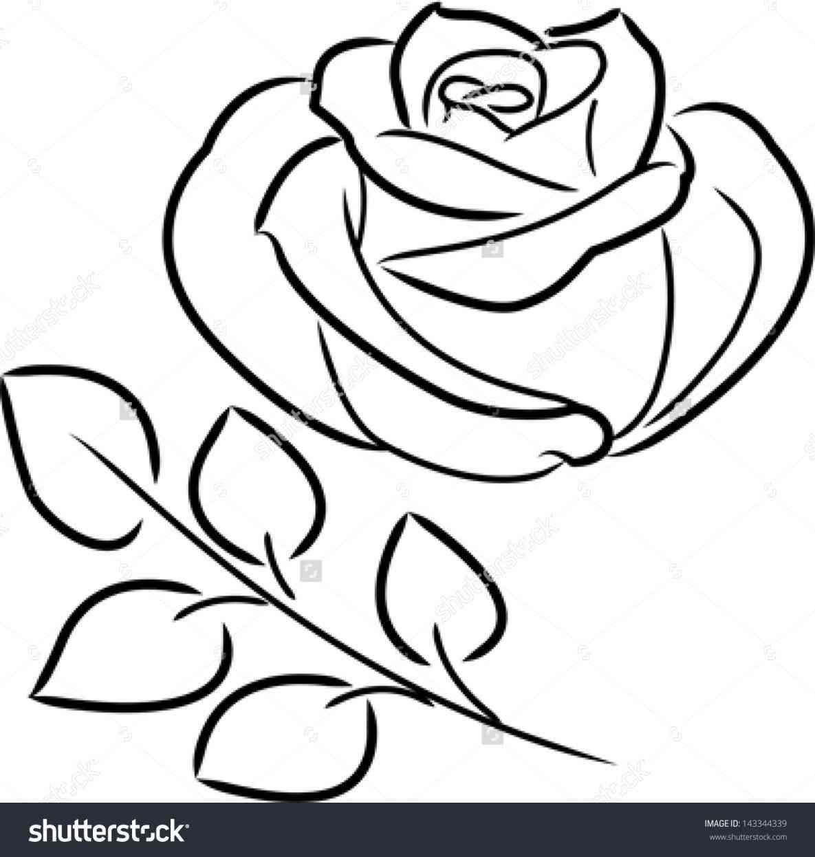 1185x1246 Rose With Banner Outline Rose Clipart Explore Pictures