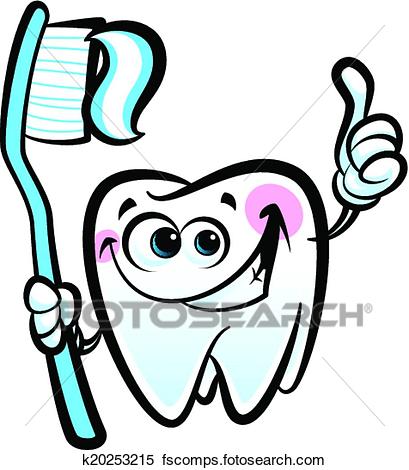 409x470 Clipart Of Healthy Cute Cartoon Tooth Character Making A Thumb Up