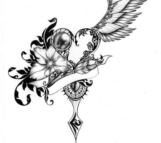 678x600 Drawing Of Heart With Wings Kids Coloring