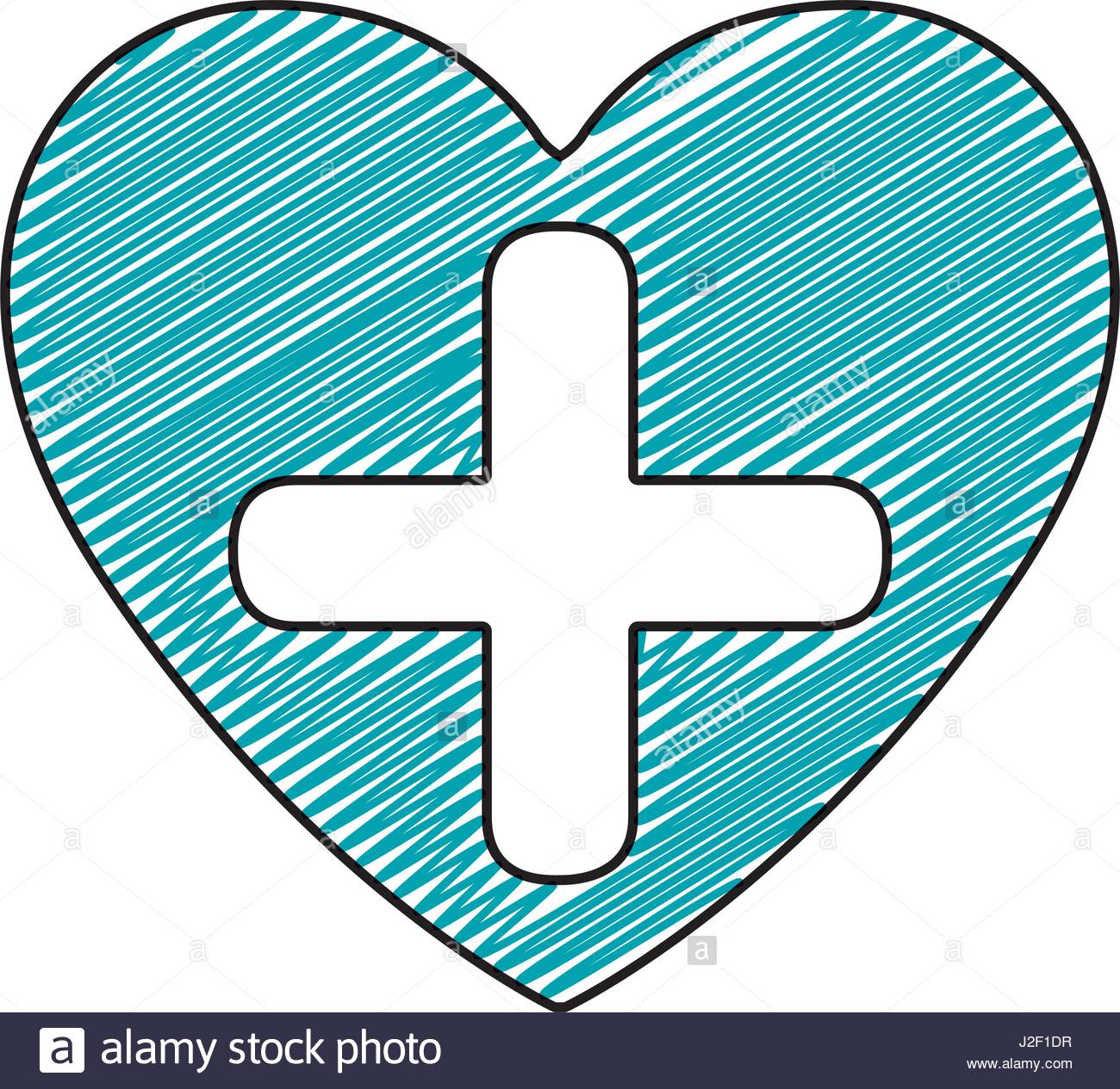 1300x1265 Color Pencil Drawing Of Heart With Cross Inside Stock Vector Art