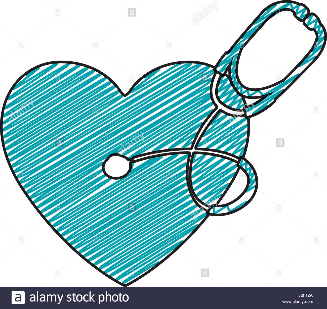 1300x1230 Color Pencil Drawing Of Symbol Of Heart With Stethoscope Stock