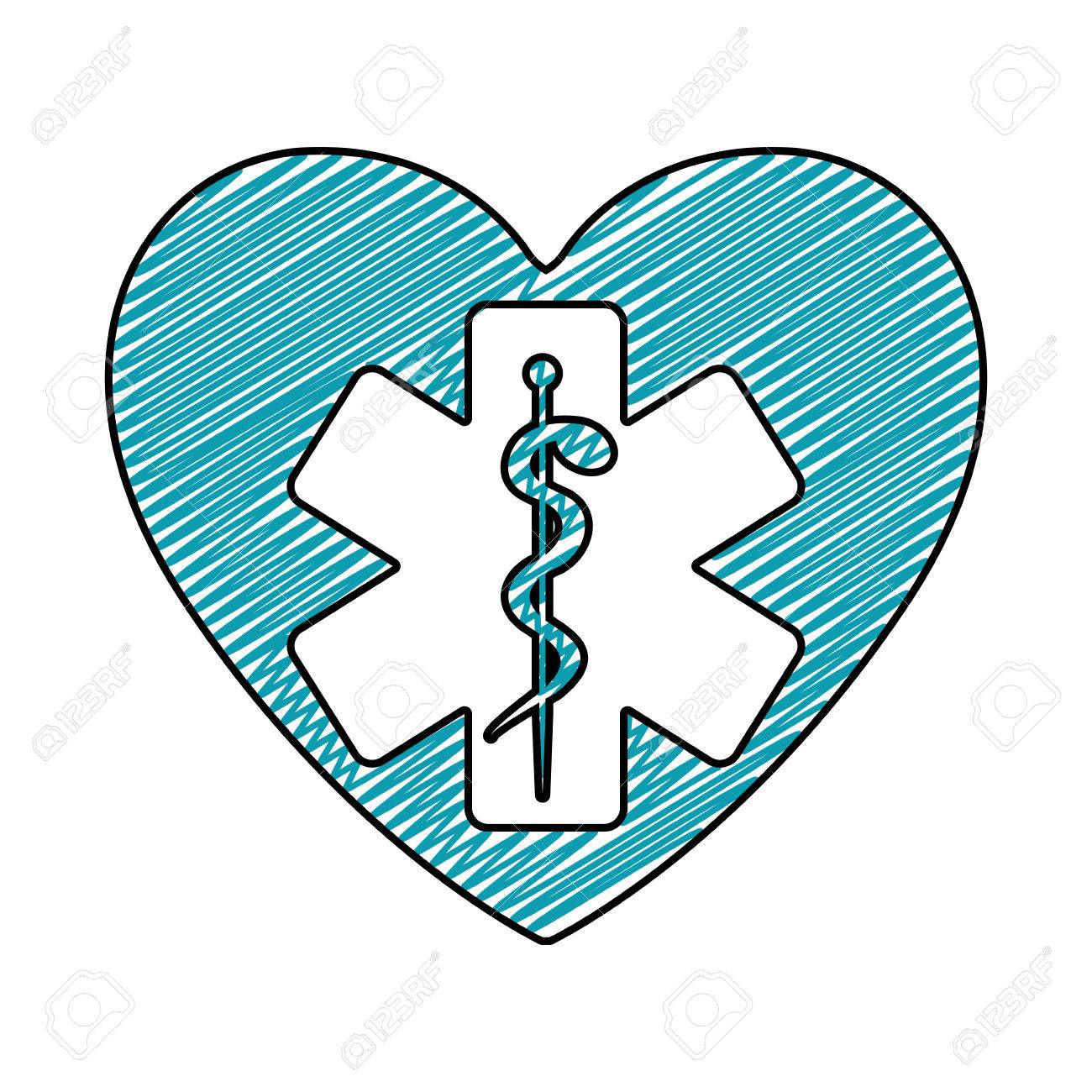 1300x1300 Color Pencil Drawing Of Symbol Of Heart With Star Of Life Inside