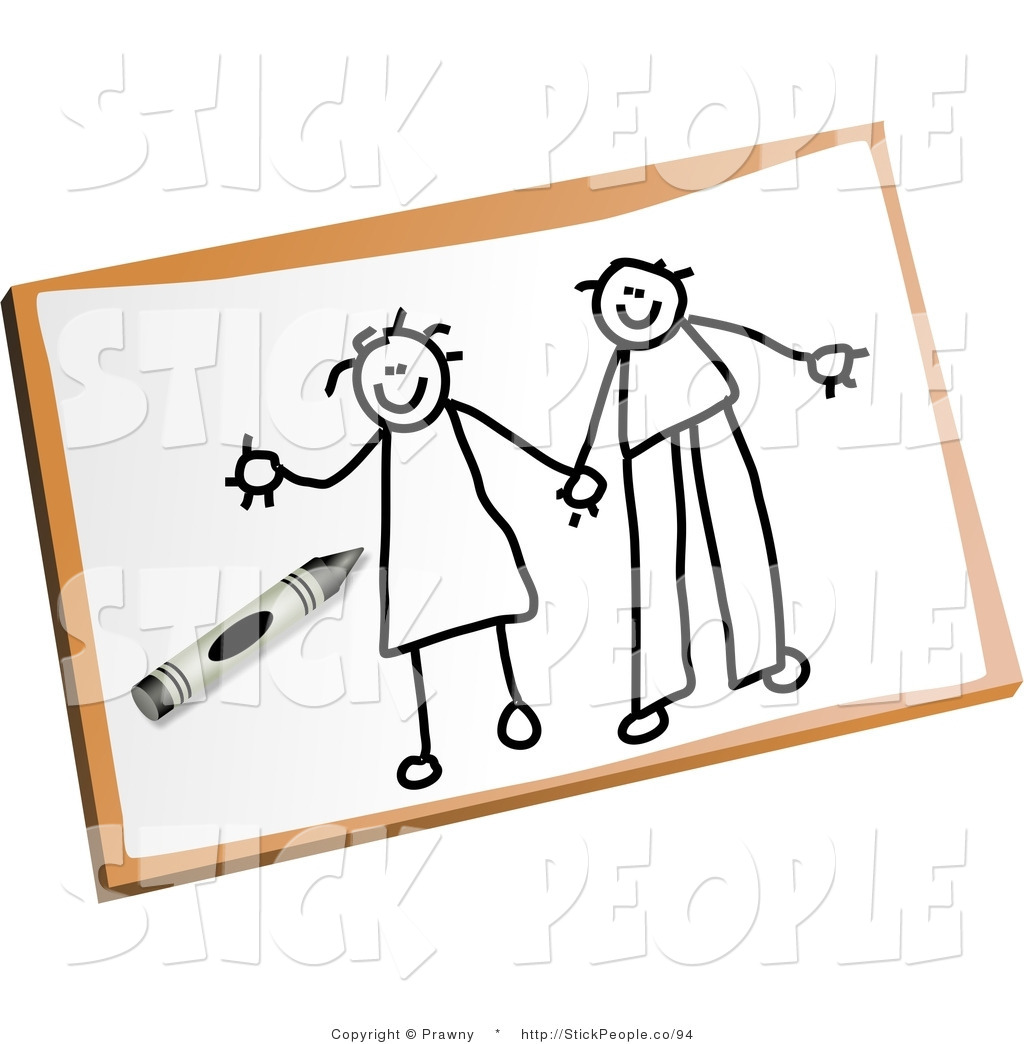1024x1044 Graphic Of A Children's Drawing Of A Happy Stick Couple Holding