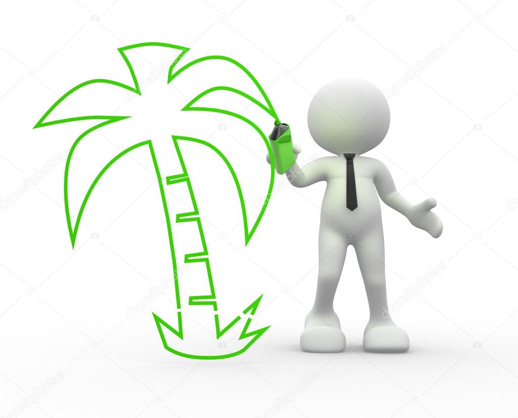 1024x826 Person With Palm Tree Drawing By Marker Stock Photo Orlaimagen