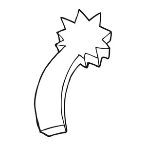 300x300 Freehand Drawn Black And White Cartoon Shooting Star Royalty Free