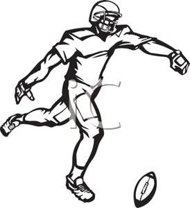 274x300 Black And White Cartoon Of A Football Player Kicking The Ball