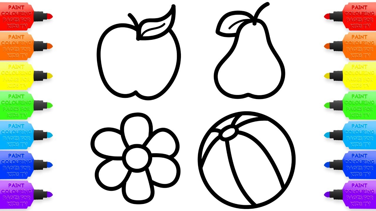 1280x720 Baby Drawings Fruit Toy Flower Coloring Pages For Kids