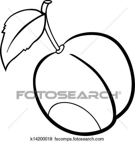 445x470 Clip Art Of Plum Fruit Illustration For Coloring Book K14200018
