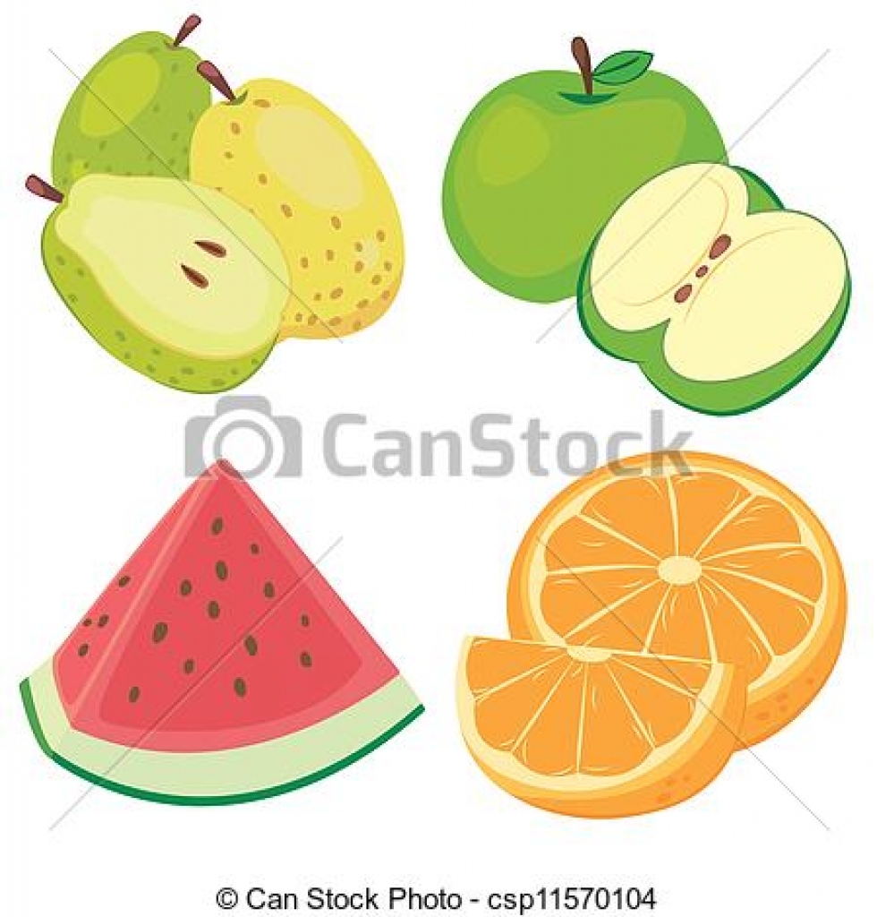 980x1024 Vector Clipart Of Cute Fruit Collection05 Four Cute Fruits