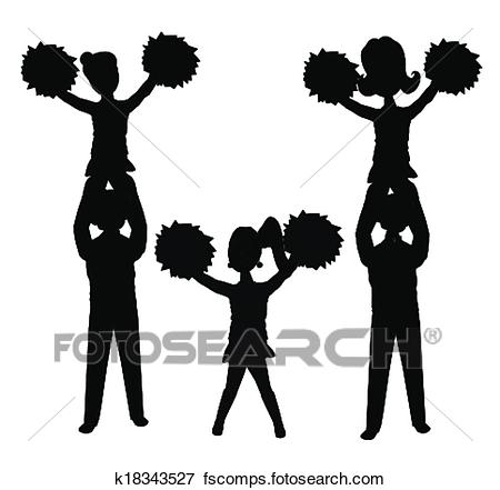 450x441 Clip Art Of Cheerleaders In Silhouette K18343527