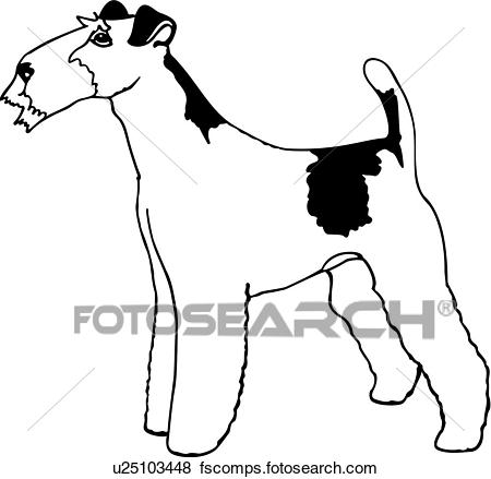 450x439 Clip Art Of , Animal, Breeds, Canine, Dog, Fox Terrier, Show Dog