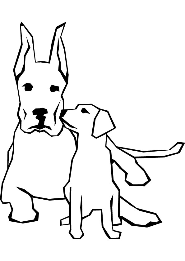 595x842 Dog And Puppy Free Coloring Page
