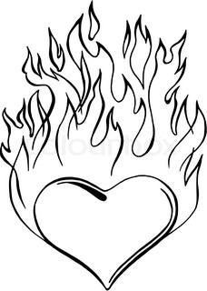 228x320 Heart With Flames Fire Coloring Pages For Free To Download Plus
