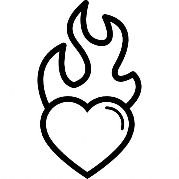 626x626 Heart With Flames Cool Hearts On Fire Drawings Abuv Cliparts