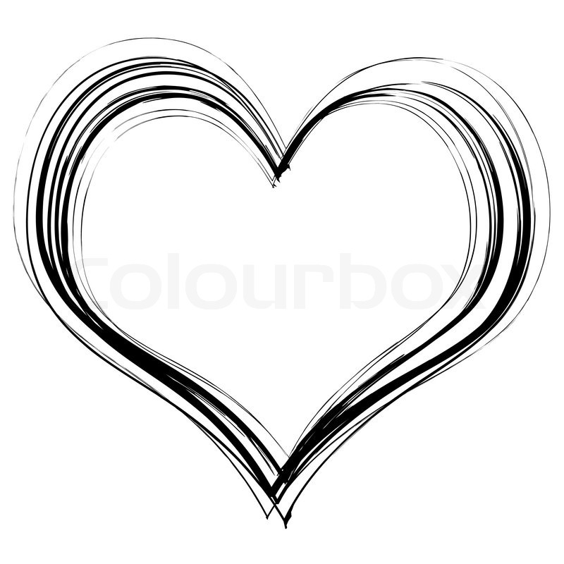 800x800 Love Heart In Black Pencil Scribble With A White Background
