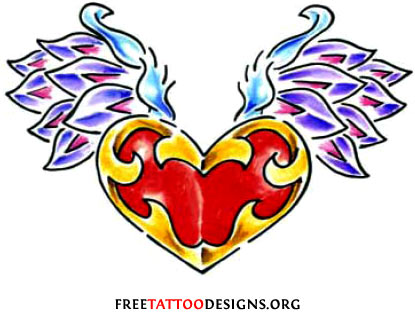 415x318 Pencil Drawings Of Hearts With Wings And Banners Collection