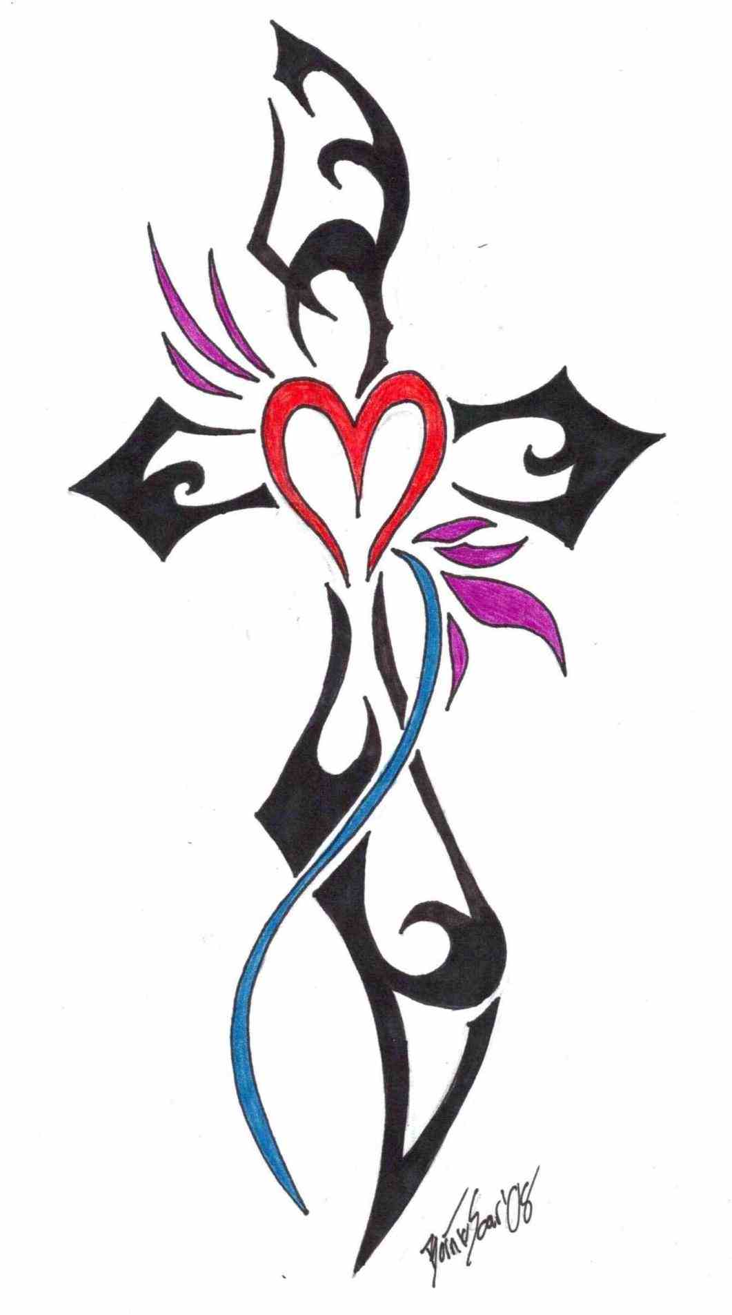 1061x1905 Drawings Of Crosses With Banners And Hearts