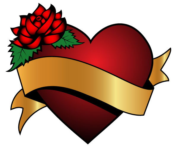 600x495 Drawn Heart Ribbon