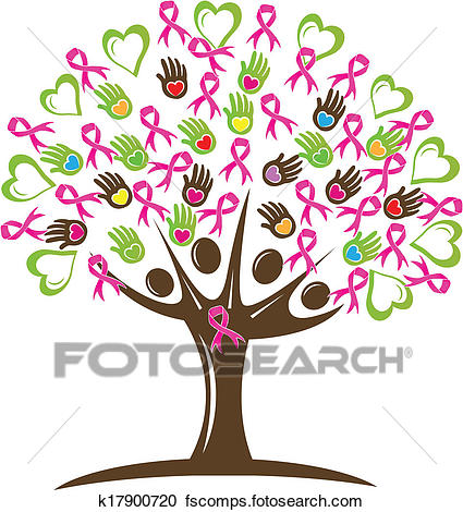 425x470 Clipart Of Tree With Hearts Hands And Ribbon K17900720