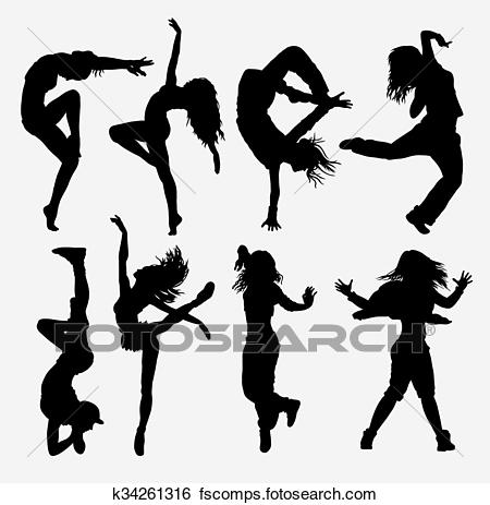 450x463 Clip Art Of Cool Dancing Silhouette K34261316