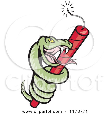 450x470 Clipart Of A Cartoon Rattle Snake Coiled Around Dynamite
