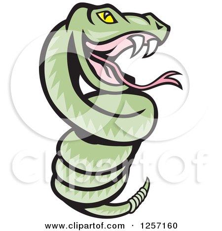 450x470 Clipart Of A Cartoon Green Rattle Snake Coiled