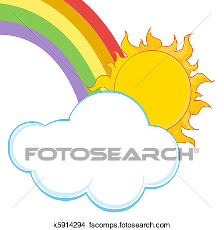 450x461 Clipart Of Sun With A Cloud And Rainbow K5914294