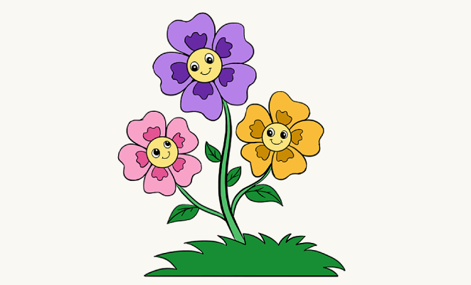 662x400 How To Draw Cartoon Flowers Easy Step By Step Drawing Guides