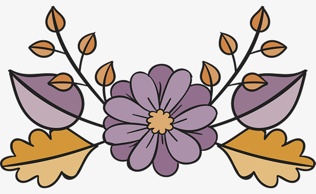 650x400 Purple Flower Title Box, Vector Png, Hand Drawn Wind, Hand Drawn