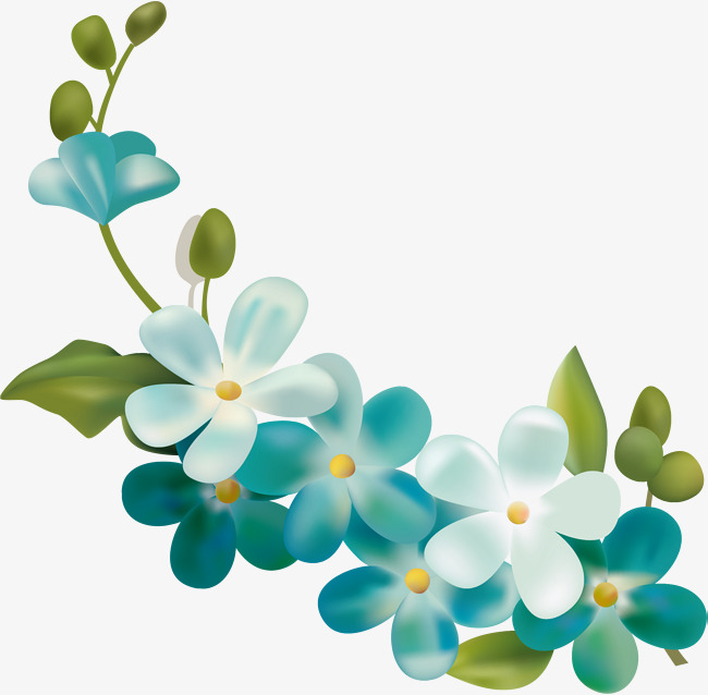 650x638 Hand Painted Blue Flower Petals, Hand Drawn Flowers, Leaf