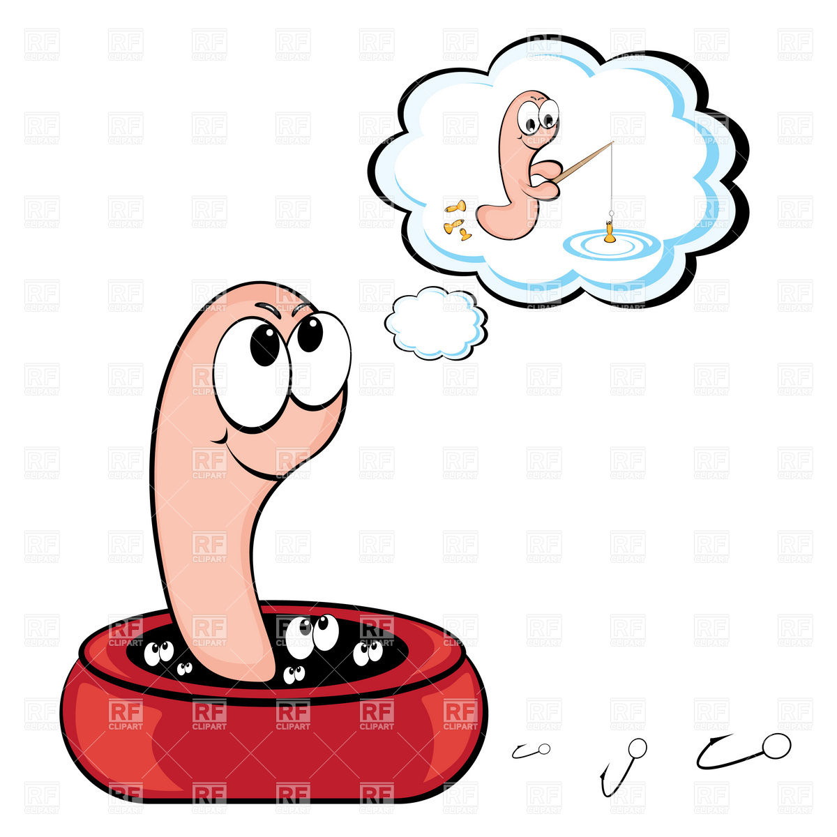 1200x1200 Cute Dreaming Worm Royalty Free Vector Clip Art Image