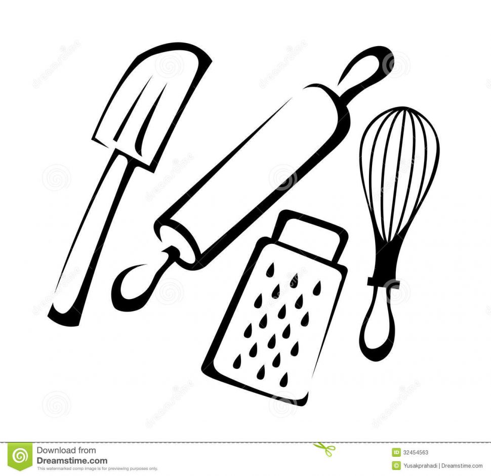 970x939 Kitchen Lovely Kitchen Utensils Clipart Black And White Clip Art