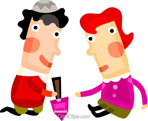 480x392 Jewish Children Playing With A Dreidel Royalty Free Vector Clip